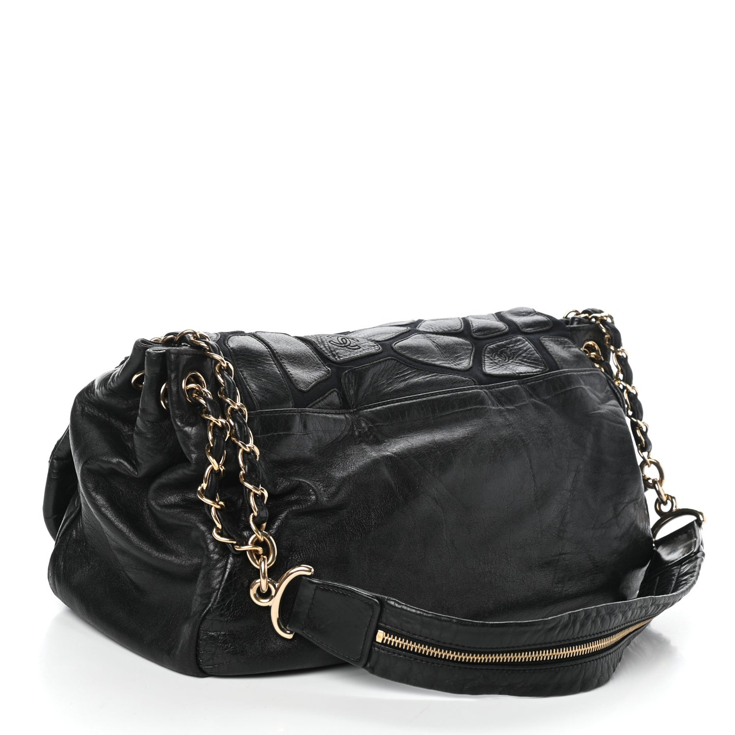 Lambskin Jersey Scales Flap Bag Black