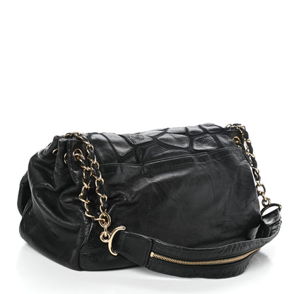 Chanel Lambskin Jersey Scales Flap Bag Black 3 of 11