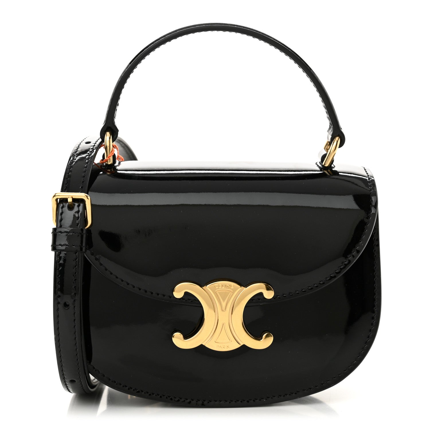 Celine Patent Calfskin Triomphe Mini Besace Clea Black 1 of 11