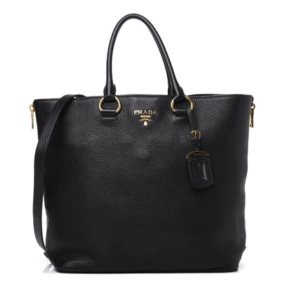 Prada Vitello Daino Side Zip Tote Black 1 of 25