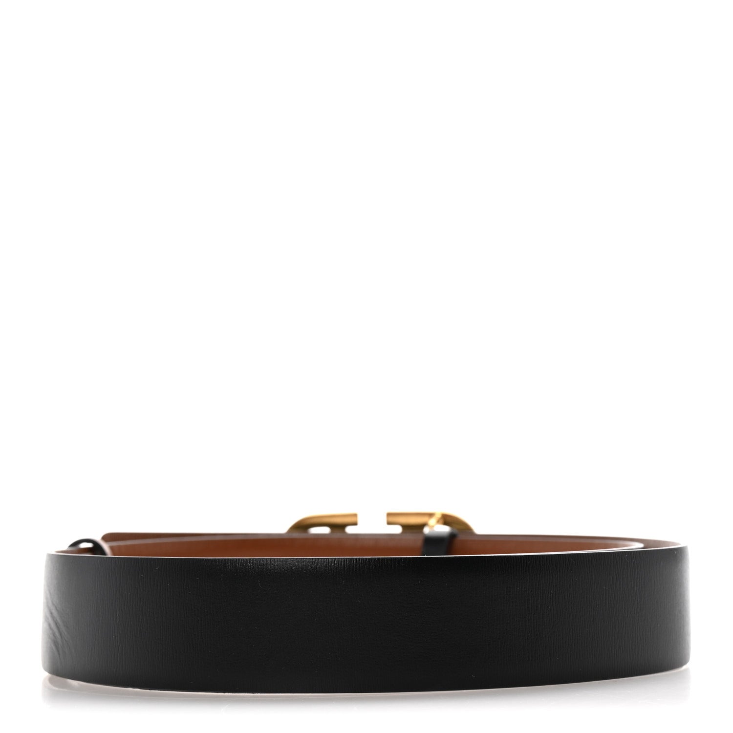 Valentino Garavani Glossy Calfskin VLogo Reversible 30mm Belt 80 32 Saddle Brown Black 2 of 6