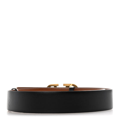 Valentino Garavani Glossy Calfskin VLogo Reversible 30mm Belt 80 32 Saddle Brown Black 2 of 6