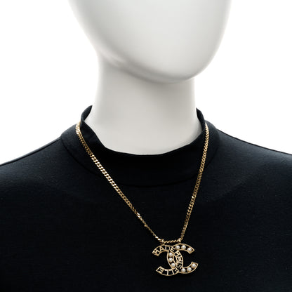 Chanel Crystal Pearl CC Mademoiselle Pendant Necklace Gold 2 of 5