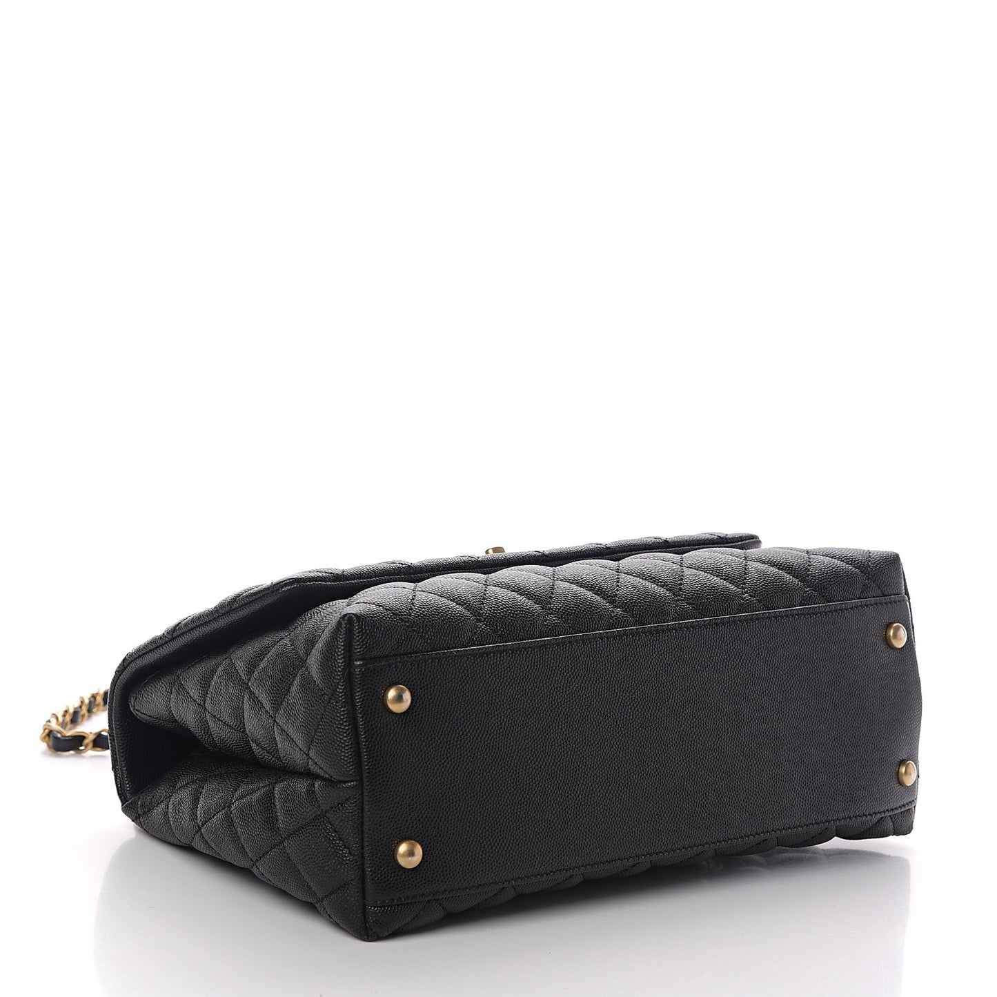 Caviar Elaphe Quilted Small Coco Handle Flap Black