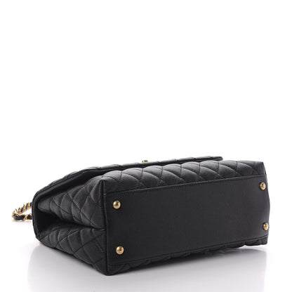 Chanel Caviar Elaphe Quilted Small Coco Handle Flap Black 3 of 8