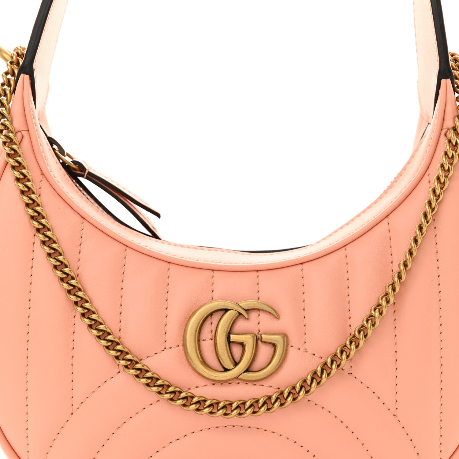Gucci Calfskin Matelasse Chevron Mini GG Marmont Half Moon Hobo Peachy Chic 8 of 10
