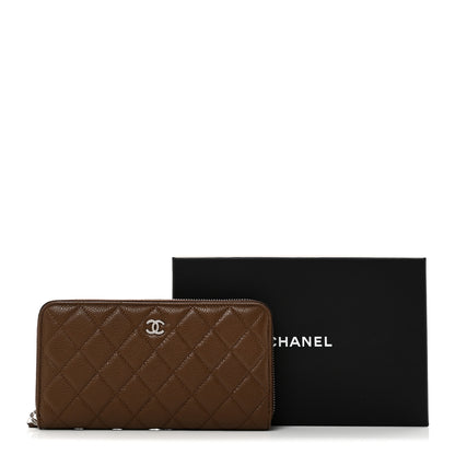 Chanel Caviar Quilted Large Gusset Zip Around Wallet Brown 10 of 10