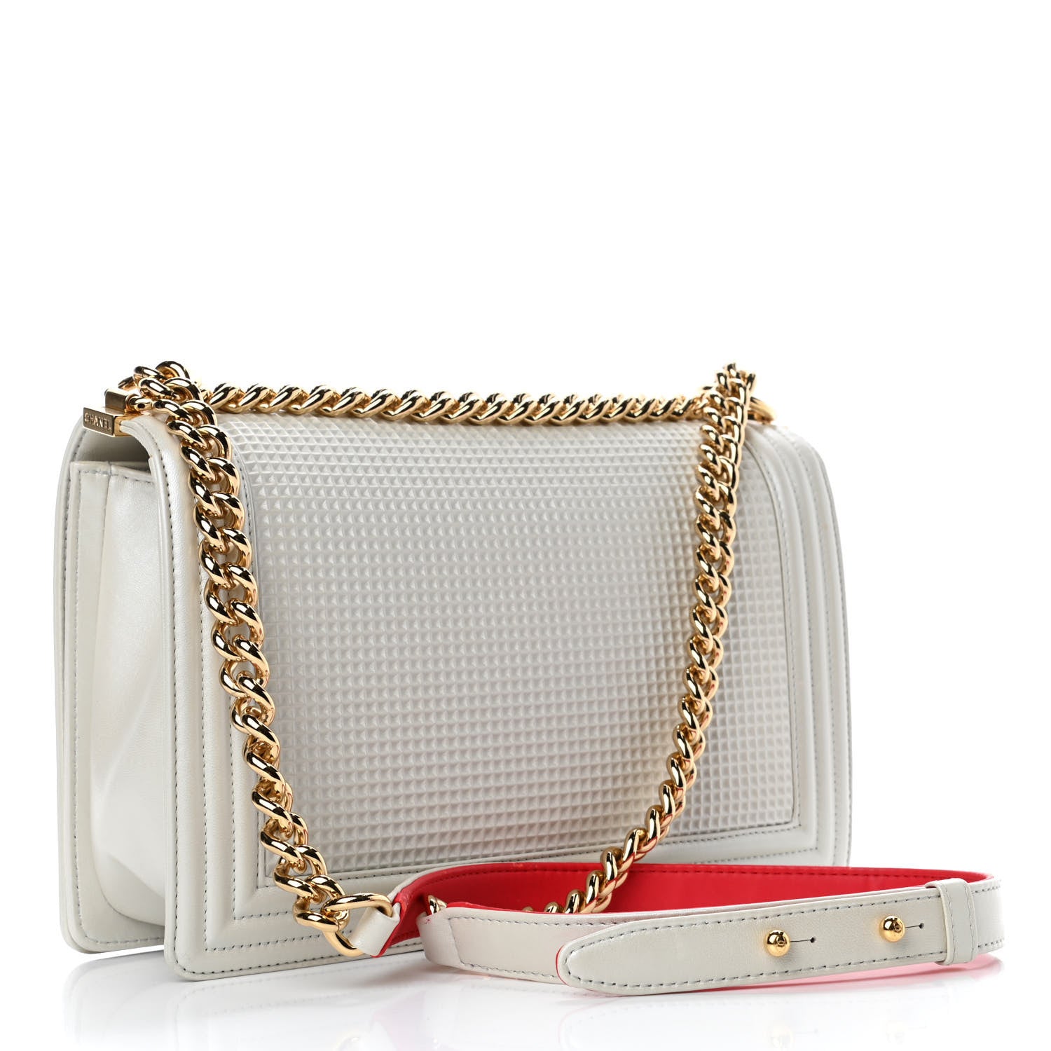 Chanel Lambskin Embossed New Medium Boy Cube Flap White 2 of 6