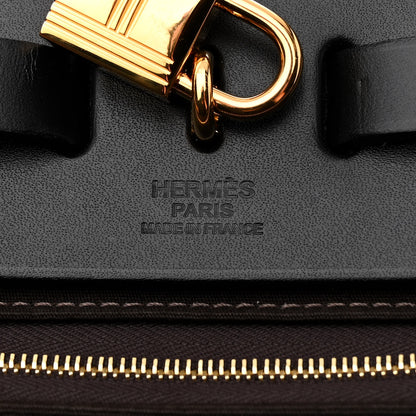 Hermes Military Toile Vache Hunter Herbag Zip Retourne 31 PM Black Ebene 7 of 10