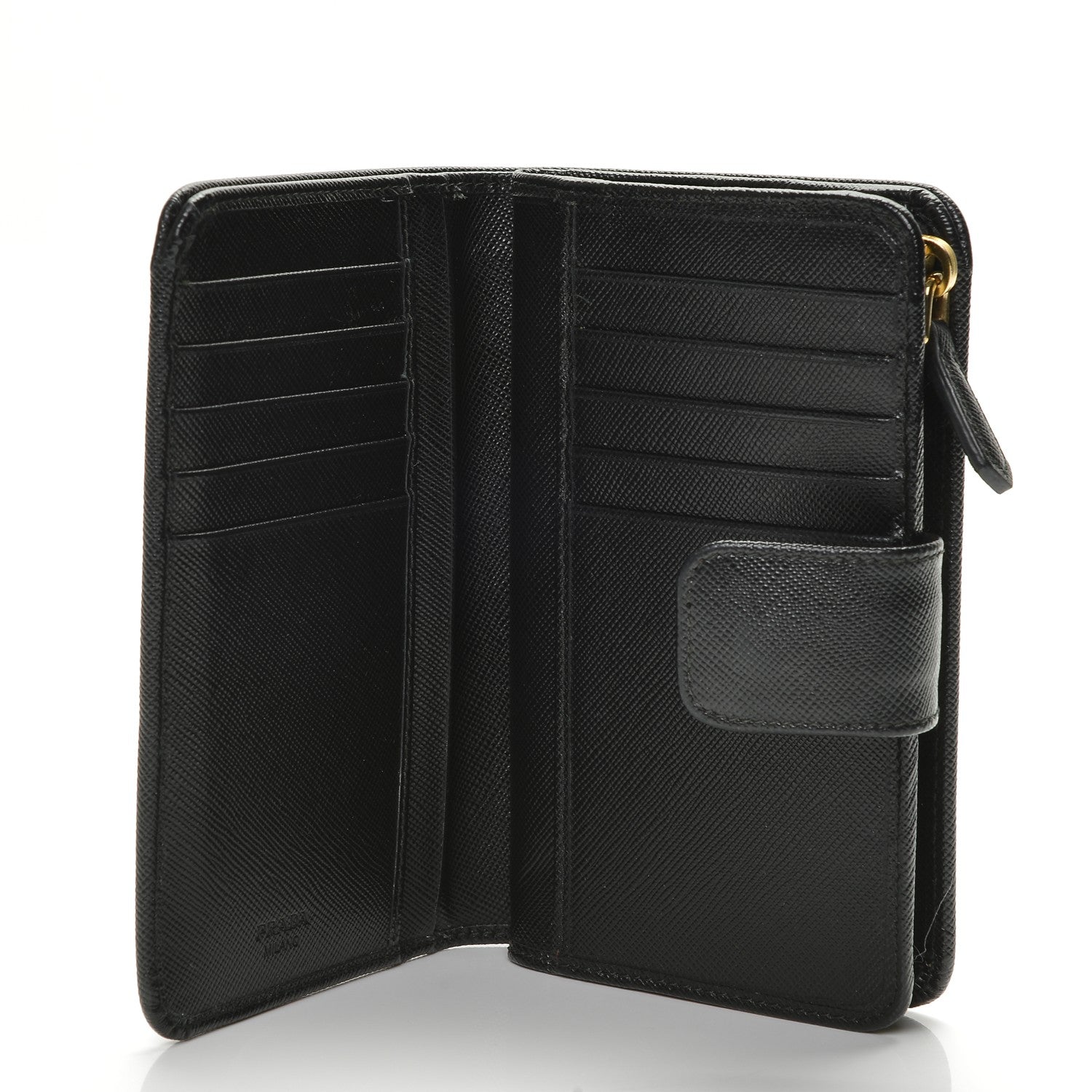 Prada Saffiano Metal Compact Wallet Black 5 of 6