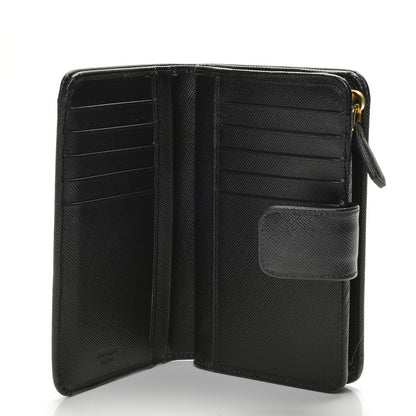 Prada Saffiano Metal Compact Wallet Black 5 of 6