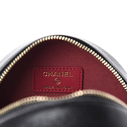Chanel Shiny Goatskin Quilted 19 Round Clutch With Chain Black 9 of 11
