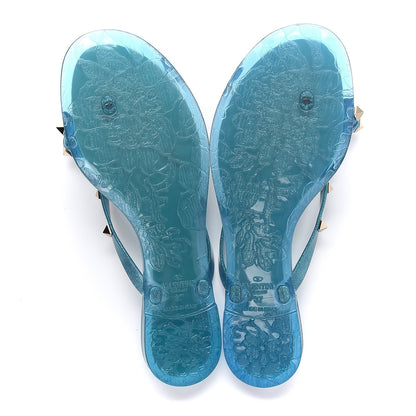 Valentino Garavani PVC Jelly Glitter Rockstud Bow Thong Sandals 37 Cerulean 5 of 8