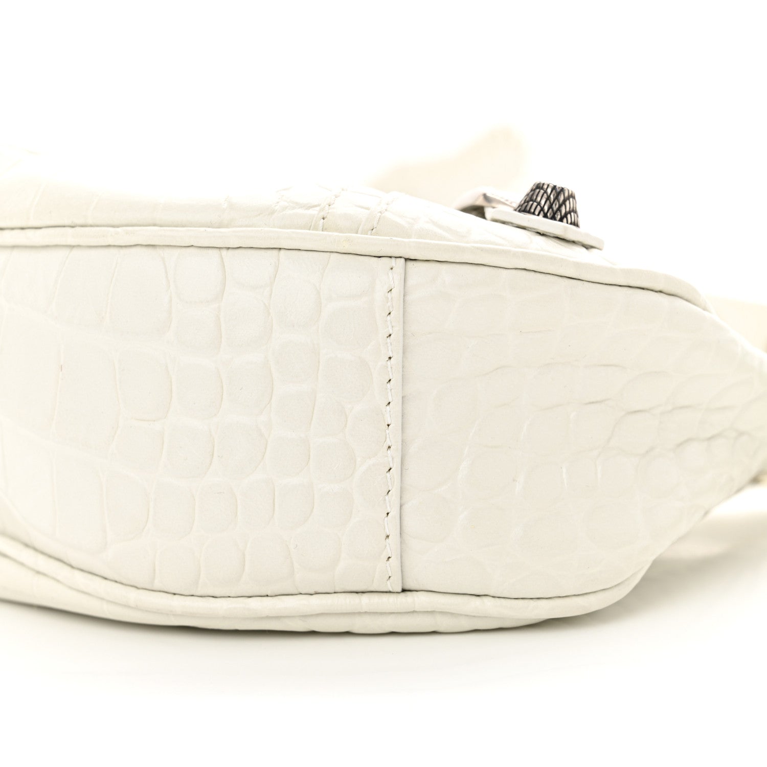 Balenciaga Extra Supple Calfskin Crocodile Embossed Le Cagole Shoulder Bag XS Optic White 11 of 11