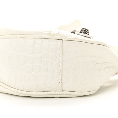 Balenciaga Extra Supple Calfskin Crocodile Embossed Le Cagole Shoulder Bag XS Optic White 11 of 11