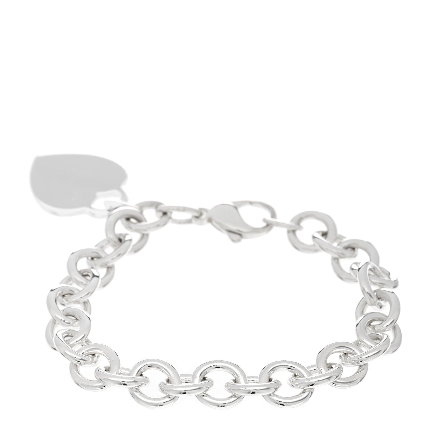 Sterling Silver Heart Tag Charm Bracelet