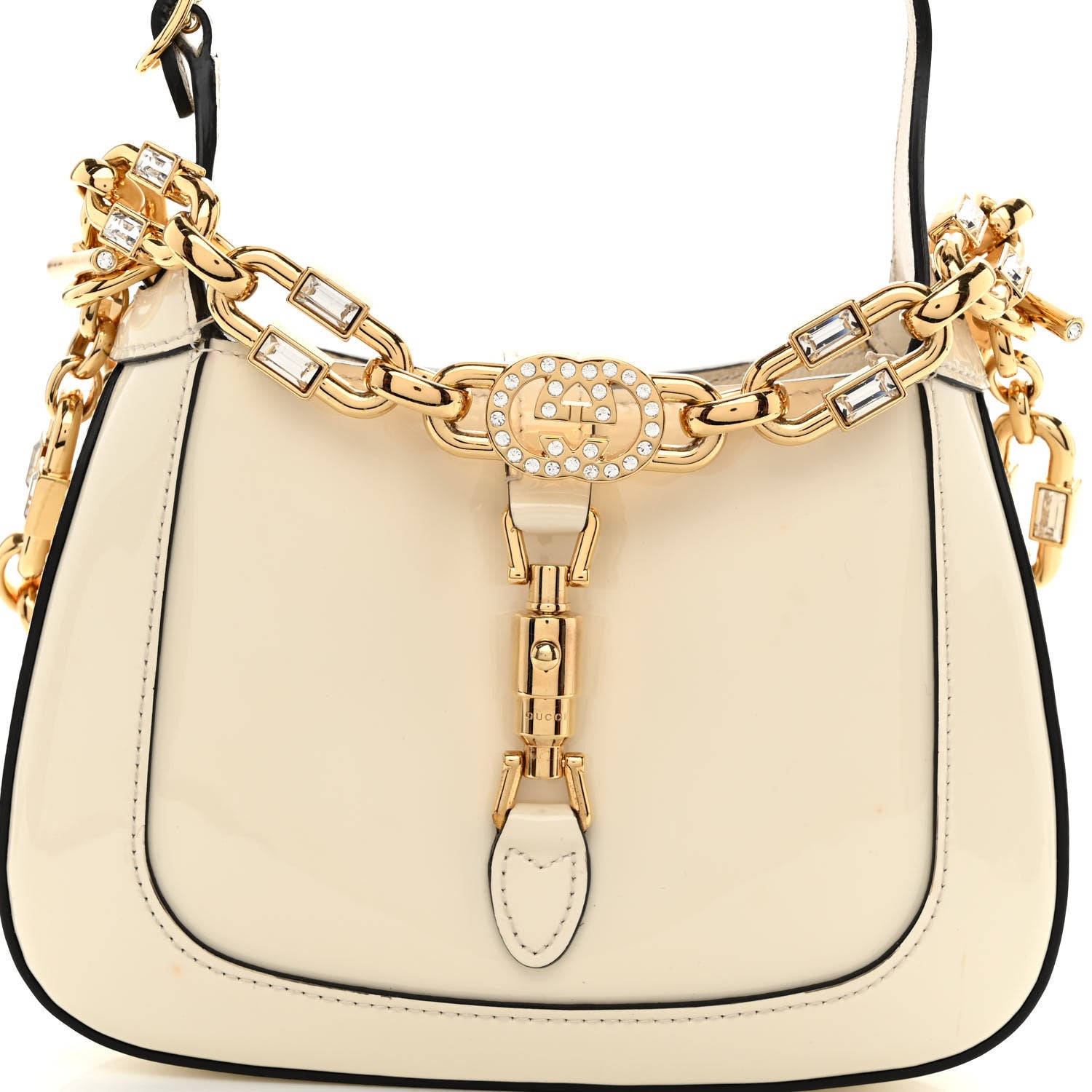 Gucci Patent Mini Jackie 1961 Crystal Hobo Mystic White 7 of 12
