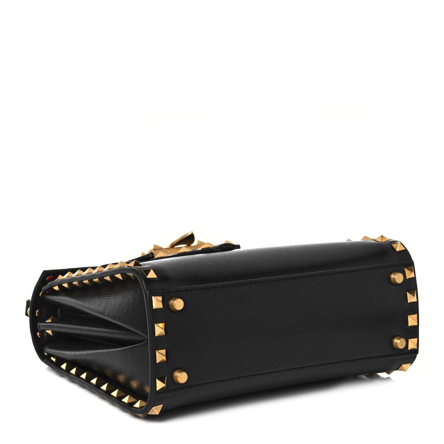 Grainy Calfskin Small Rockstud Alcove Top-Handle Flap Bag Black