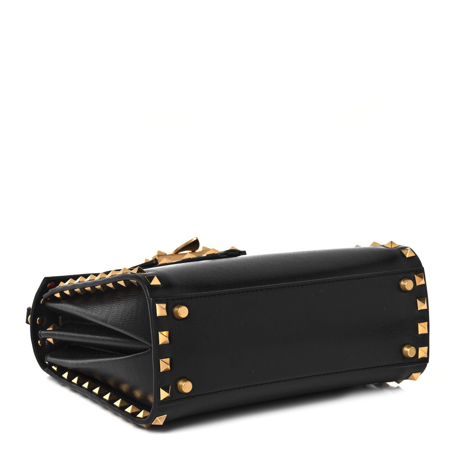 Valentino Garavani Grainy Calfskin Small Rockstud Alcove Top-Handle Flap Bag Black 4 of 9