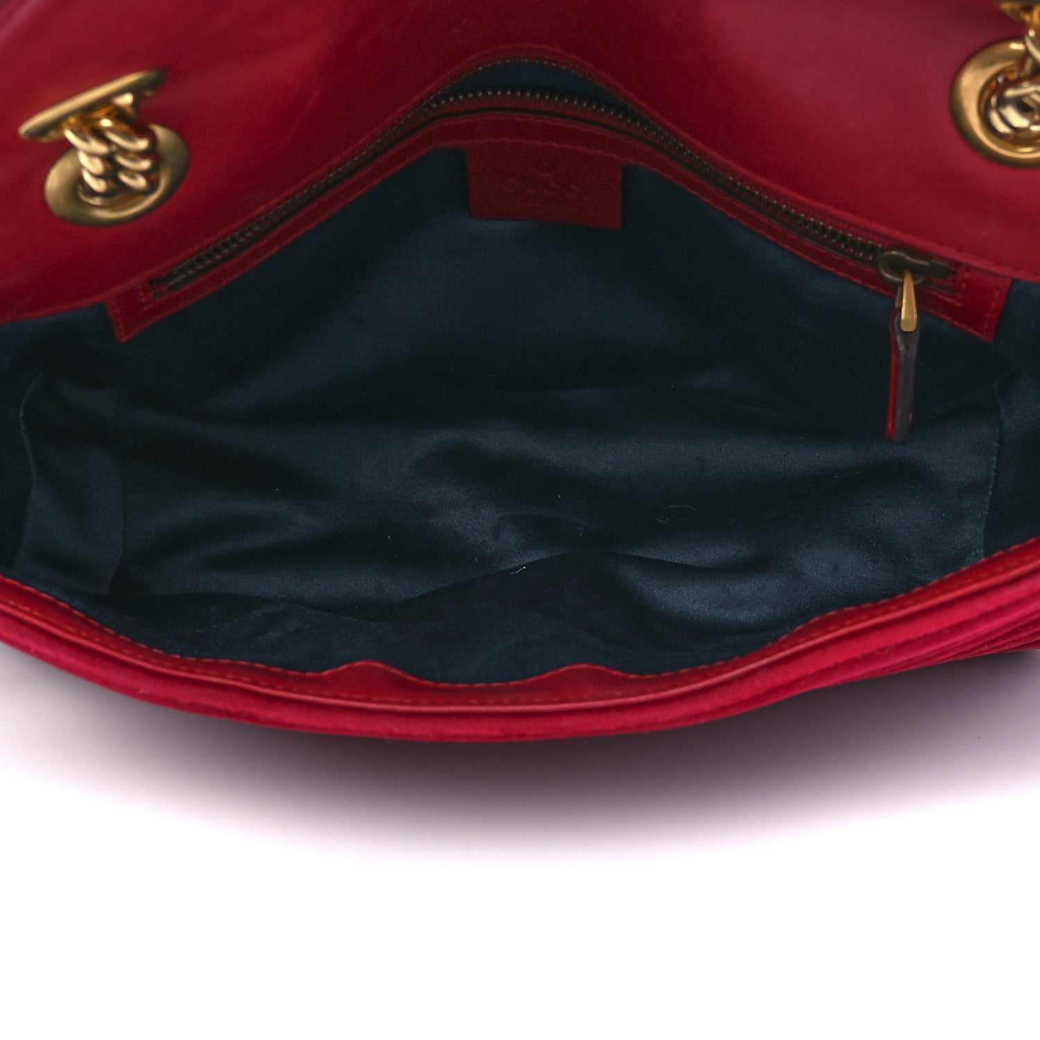 Gucci Velvet Matelasse Small GG Marmont Shoulder Bag Hibiscus Red 5 of 15