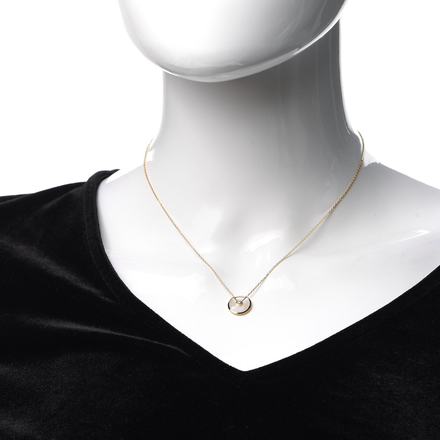 Cartier 18K Yellow Gold Diamond Mother of Pearl XS Amulette de Cartier Pendant Necklace 2 of 6