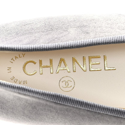Chanel Velvet Cap Toe Ballerina Flats 39 Grey Green 8 of 9