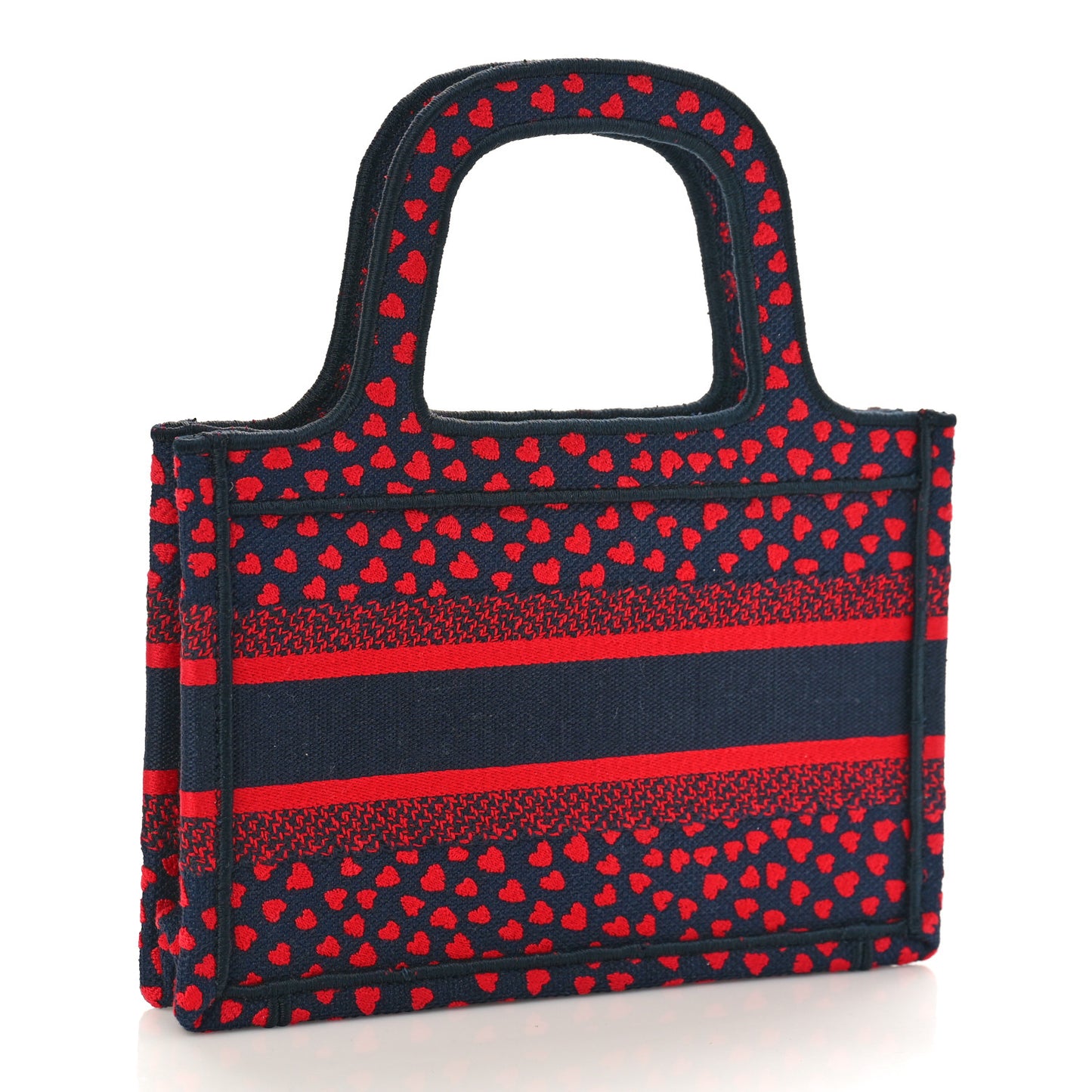 Canvas Embroidered Pop Heart I Love Paris Mini Book Tote Red Multicolor