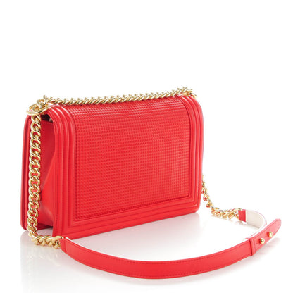 Chanel Lambskin Square Quilted Large Boy Cube Flap Red 3 of 8