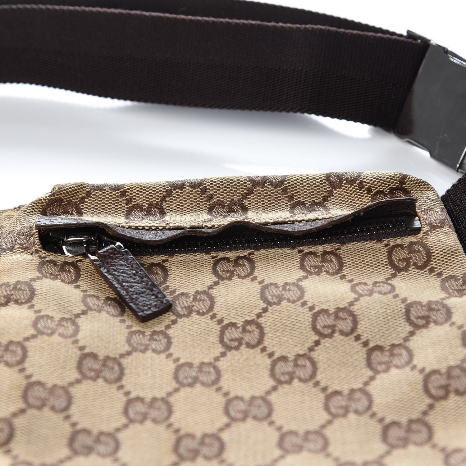 Gucci GG Monogram Double Pocket Belt Bag Dark Brown 9 of 10
