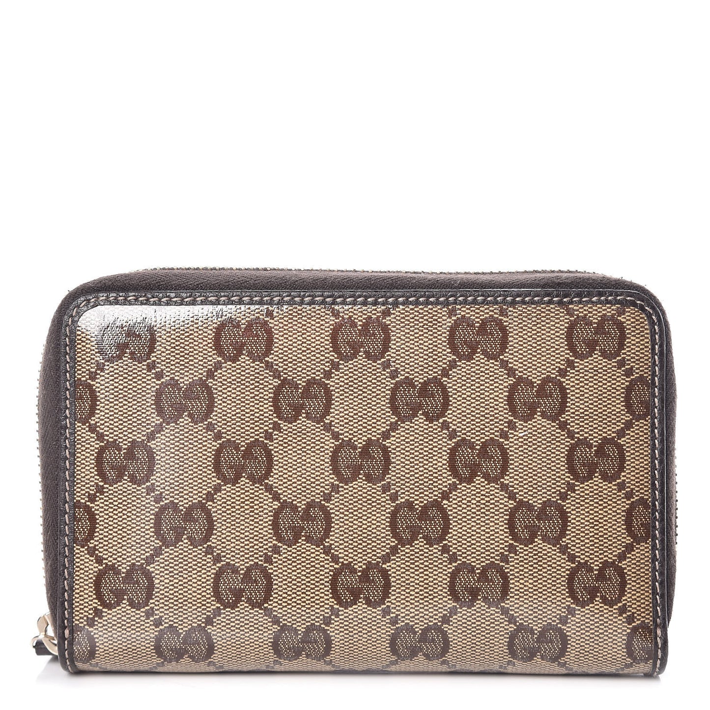 Crystal Monogram Zip Around Wallet Brown