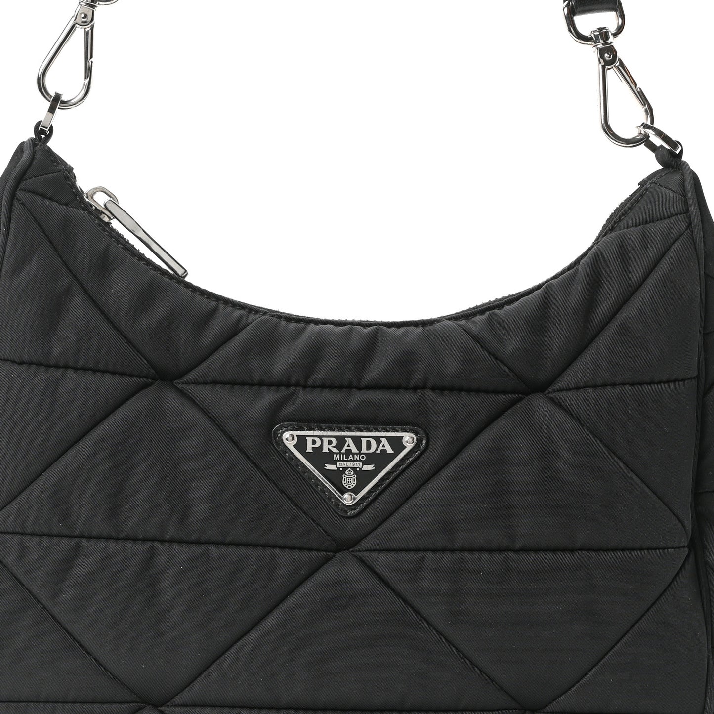 Re-Nylon Triangle Padded Patchwork Shoulder Bag Black