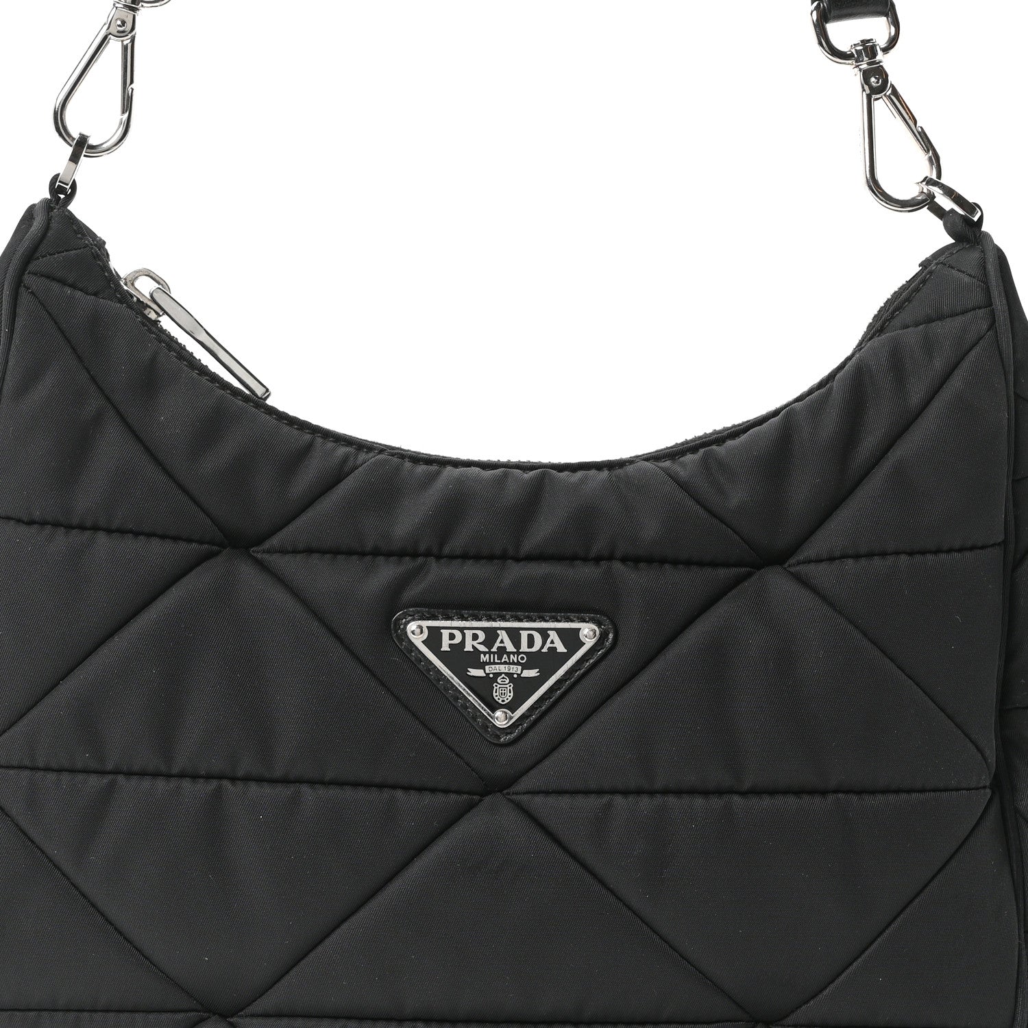 Prada Re-Nylon Triangle Padded Patchwork Shoulder Bag Black 7 of 10