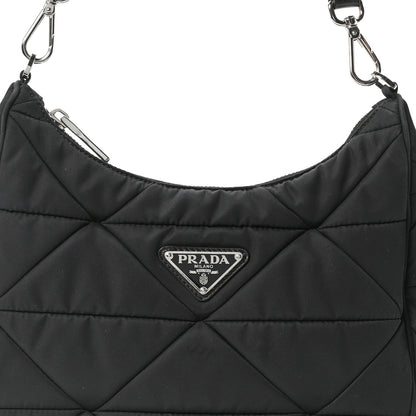 Prada Re-Nylon Triangle Padded Patchwork Shoulder Bag Black 7 of 10