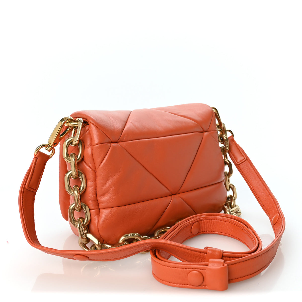 Nappa Metal Quilted Small Patchwork System Flap Bag Arancio