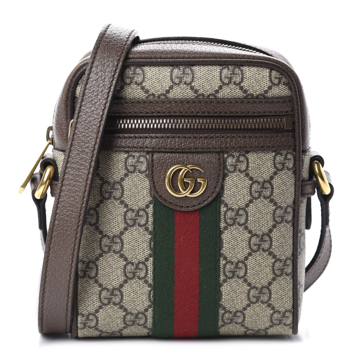 GG Supreme Monogram Web Mini Ophidia Messenger Brown