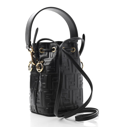 Fendi Vitello Liberty F is Fendi FF 1974 Embossed Mini Mon Tresor Bucket Bag Black 3 of 9