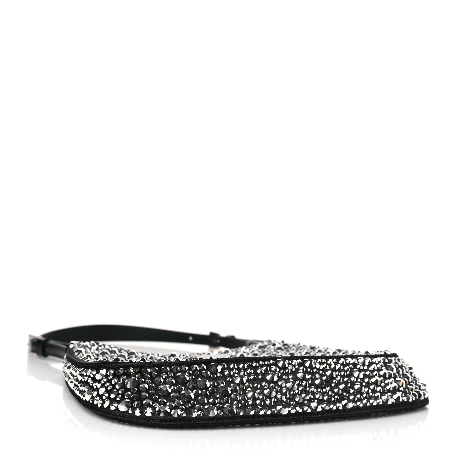 Prada Satin Crystal Cleo Adjustable Strap Shoulder Bag Metal 4 of 8