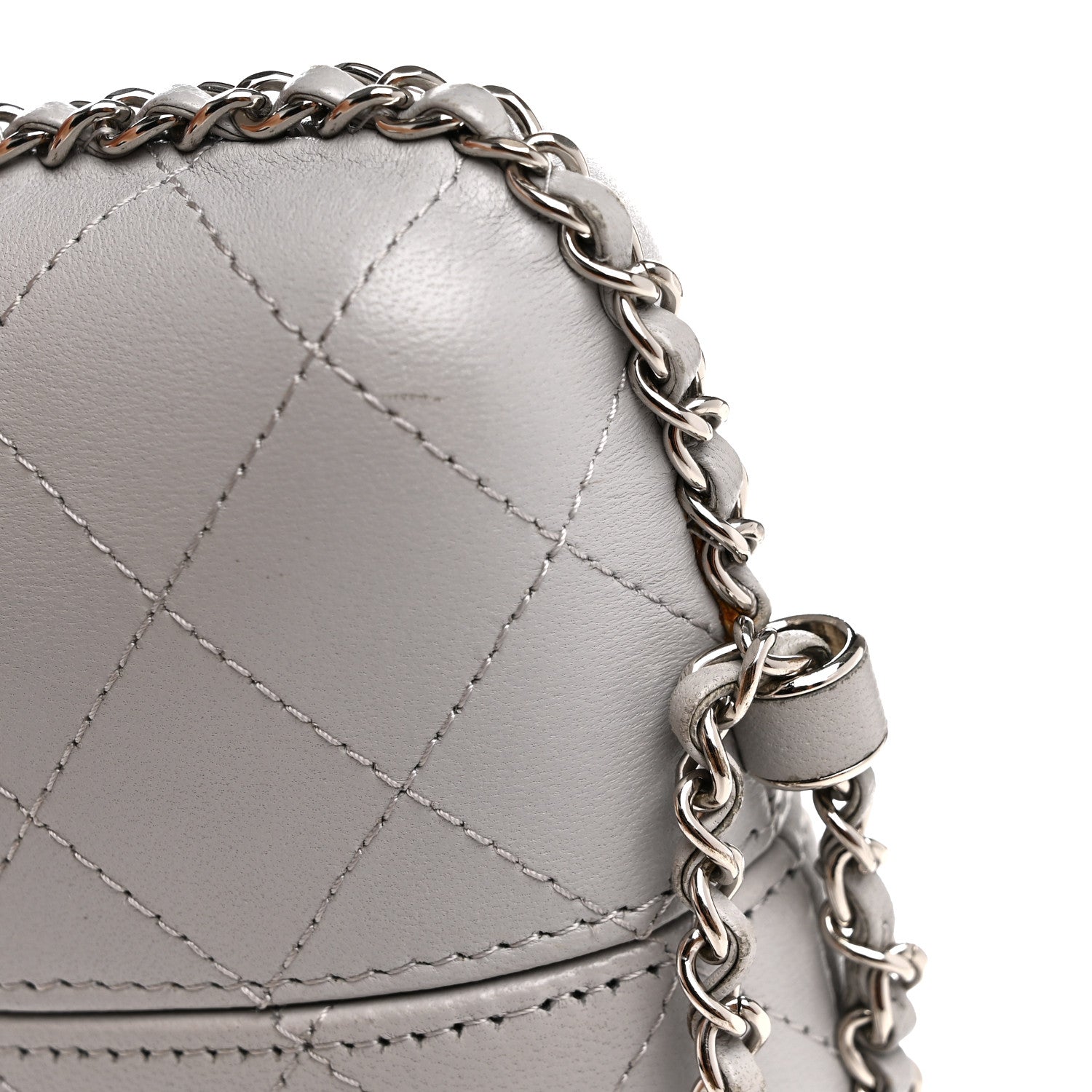 Chanel Lambskin Quilted Chain Around Phone Holder Grey 11 of 15