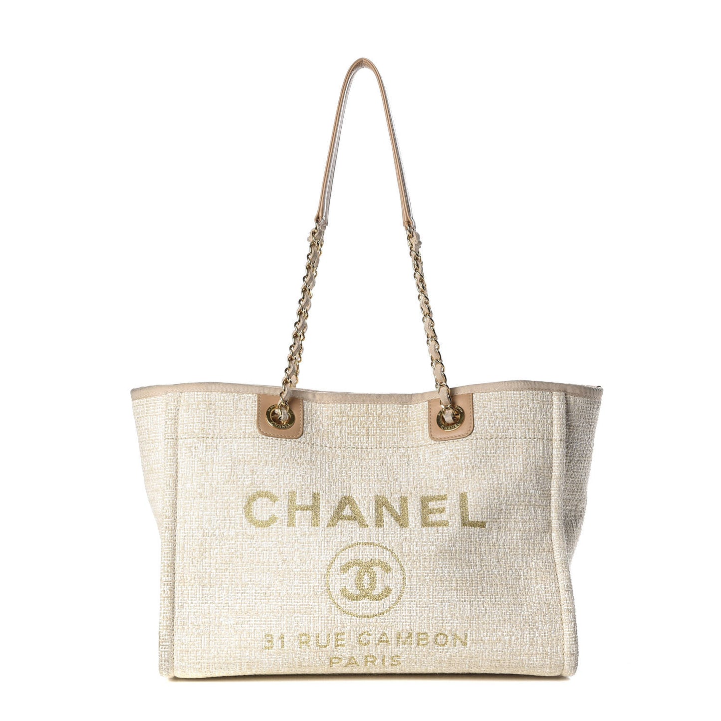 Lurex Boucle Small Deauville Tote White