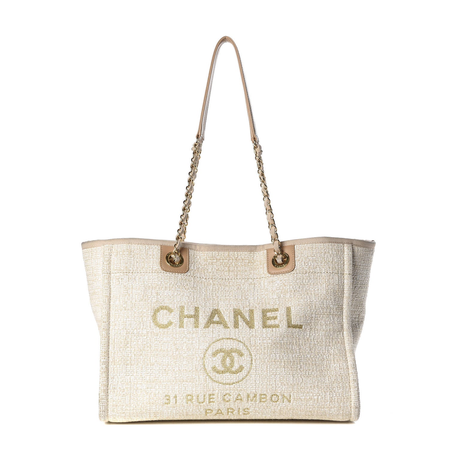 Chanel Lurex Boucle Small Deauville Tote White 1 of 11