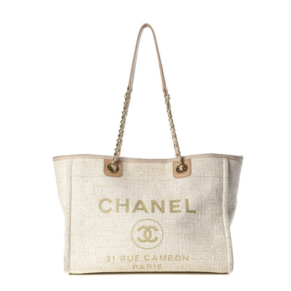 Chanel Lurex Boucle Small Deauville Tote White 1 of 11
