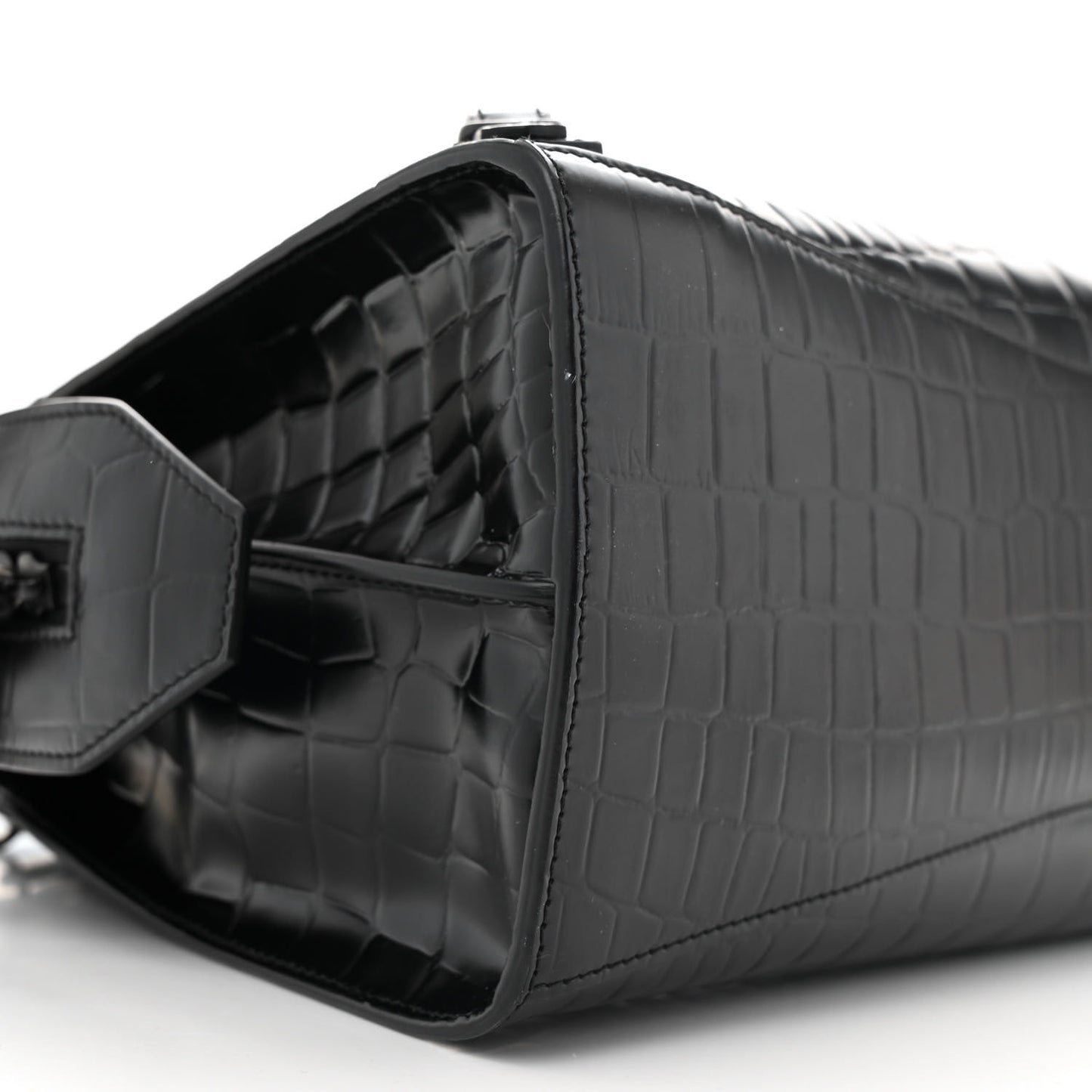 Semi Shiny Calfskin Crocodile Embossed Neo Classic Black Hardware S City Black Black