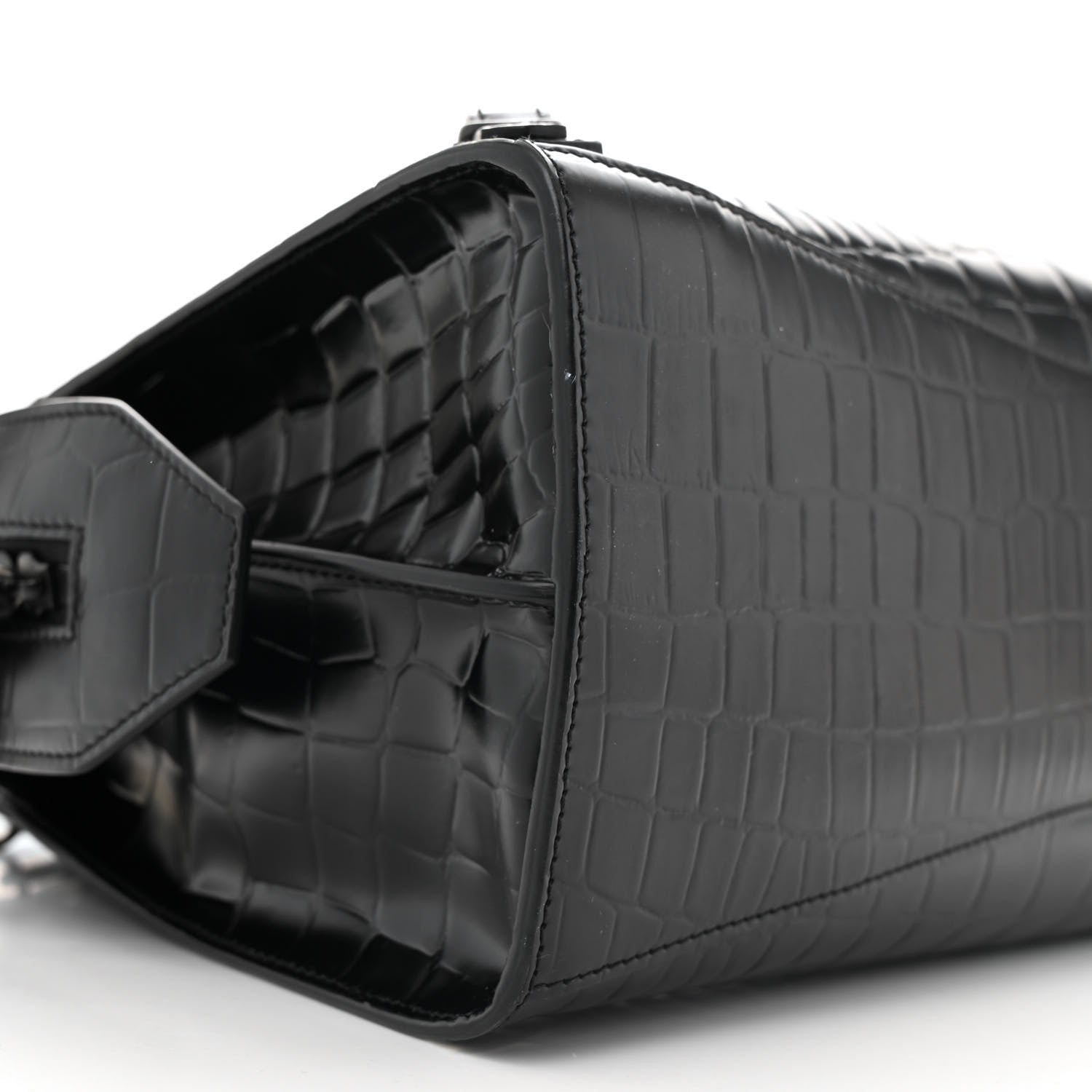 Balenciaga Semi Shiny Calfskin Crocodile Embossed Neo Classic Black Hardware S City Black Black 8 of 12