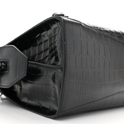 Balenciaga Semi Shiny Calfskin Crocodile Embossed Neo Classic Black Hardware S City Black Black 8 of 12