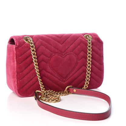 Gucci Velvet Matelasse Small GG Marmont Shoulder Bag Light Raspberry Rose 3 of 9