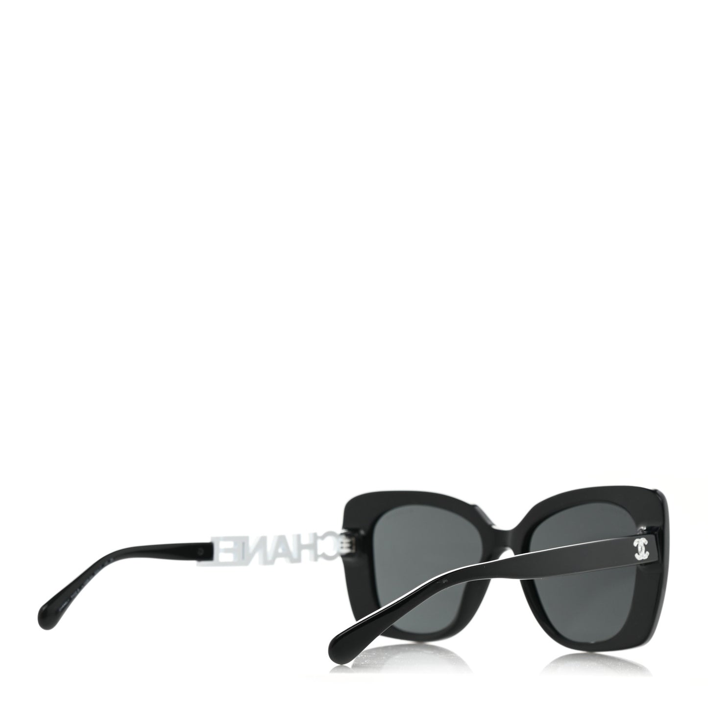 Acetate Strass Square Sunglasses 5422-B Black White