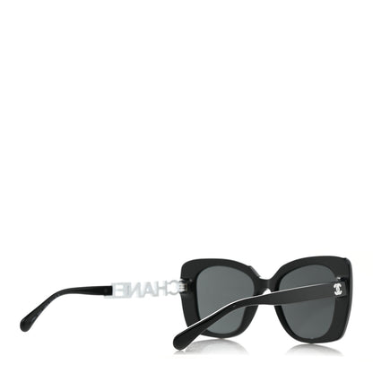 Chanel Acetate Strass Square Sunglasses 5422-B Black White 4 of 7