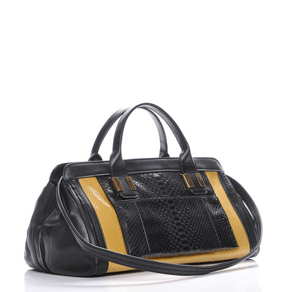 Chloe Python Calfskin Medium Alice Satchel Yellow Black 4 of 8