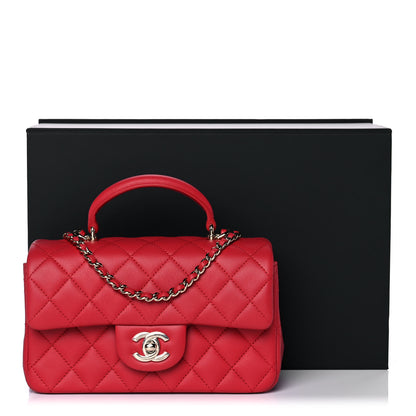 Chanel Lambskin Quilted Mini Top Handle Rectangular Flap Red 12 of 12