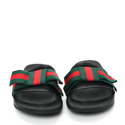 Gucci Satin Web Bow Slide Sandals 39 Black 3 of 11